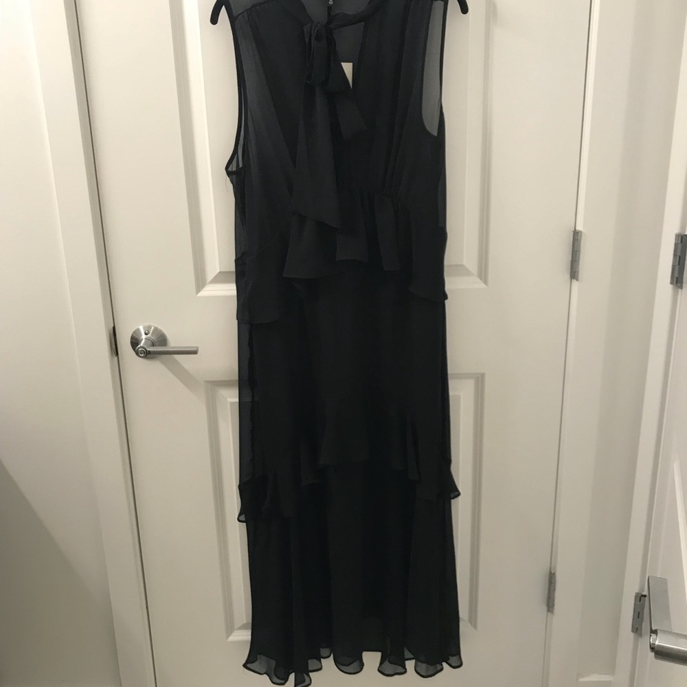 Black Sheer Sleeveless Ruffle Maxi Dress